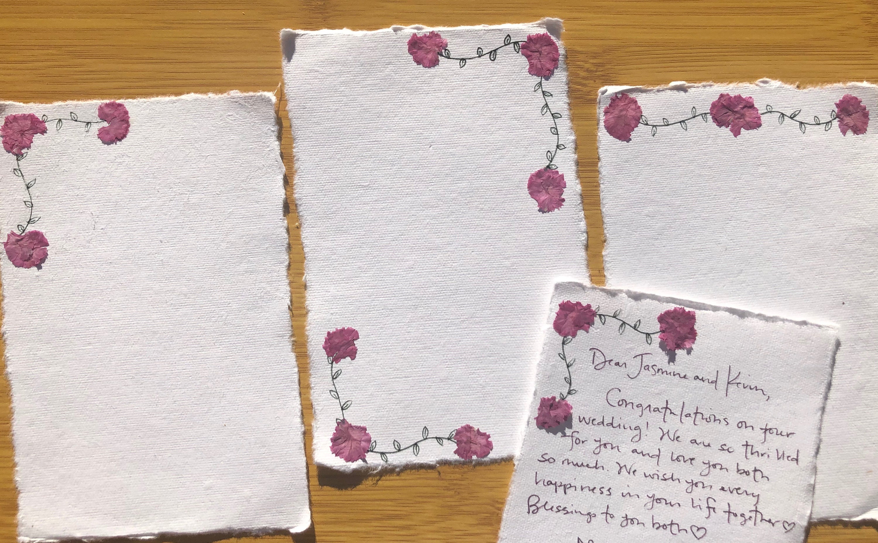 Wanderings Handmade White Deckle Edge Paper Cards with Real Flower Petals - 4x6 Package of 50 - Paper for Cards for Announcements, Invitations, Craft
