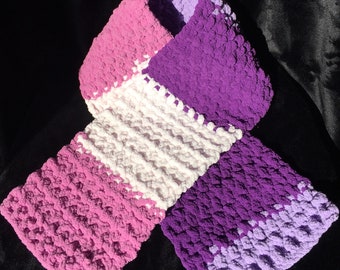 Pink, Lavender, Purple, White - Multi Colored Scarf