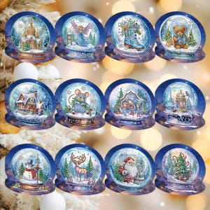 Biglietti di Natale con pittura a diamante e busta, completati, splendido biglietto con gemme scintillanti, SnowGlobe.