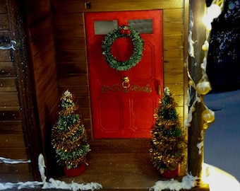 Miniatura Pequeño Árbol de Navidad Santa, Decoración Casa de Muñecas, Familias de Critters, Perro, Gato, Oso