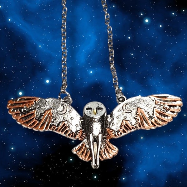 Labyrinth Movie Barn Owl Necklace, Silver, Chain, Jareth, The Goblin King