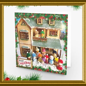Carte de Noël Critter Families, Impression sur papier glacé de qualité, Cadeau, Créatures calicot, Forêt, Animaux