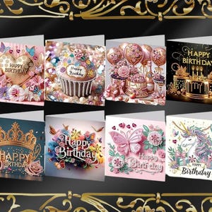 Diamond Painting-verjaardagskaarten met envelop, voltooid, prachtige glinsterende edelsteen. Luxekaart