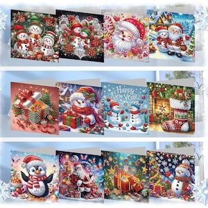 Diamond Painting-kerstkaarten met envelop, voltooide, prachtige glinsterende edelsteenkaart