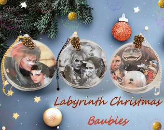 Labyrinth Crystal Ball, Christmas Decoration, Bauble. Jareth, Sarah, Ludo, Hoggle
