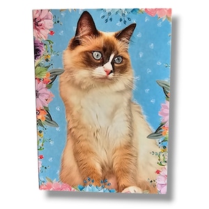 Carte chat ragdoll, lettre de voeux chaton, carte de correspondance vierge avec enveloppe