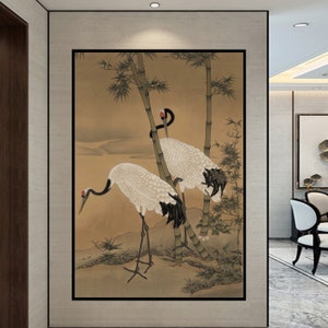 Red-Crowned Crane Giclee Print: Vintage Chinese Art Poster