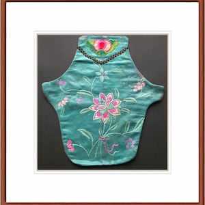 Vintage Chinese Silk Embroidery Baby Bib: Floral Oriental Art