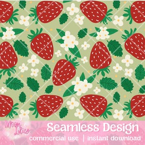 Strawberry Seamless Pattern, Seamless Fruit Sublimation, Fruit Pattern Digital Download, Strawberry Pattern Png, Strawberry Png Designs