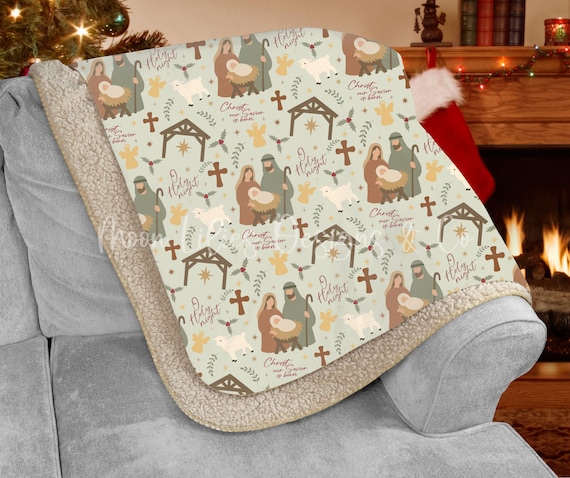 Krippe Sherpa Glaube Weihnachtsdecke, christliche Geschenke, Sherpa-Fleece-Decke Weihnachten, Decke Couch, christliches Wohndekor