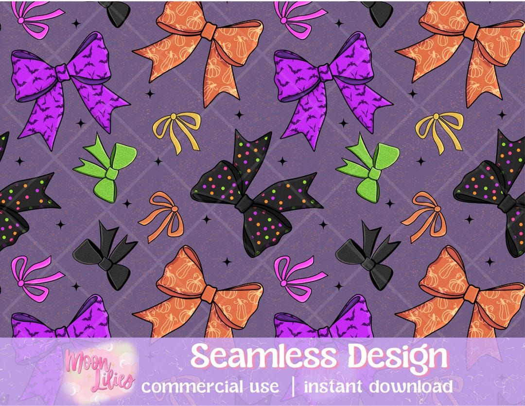 Halloween Bows Seamless Pattern Digital Download, Coquette Halloween ...
