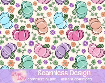 Floral Pumpkin PNG Seamless, Floral Pumpkin PNG, Fall Seamless, Pumpkin Png, Fall Designs, Pumpkin Season, Cute Halloween PNG Preppy