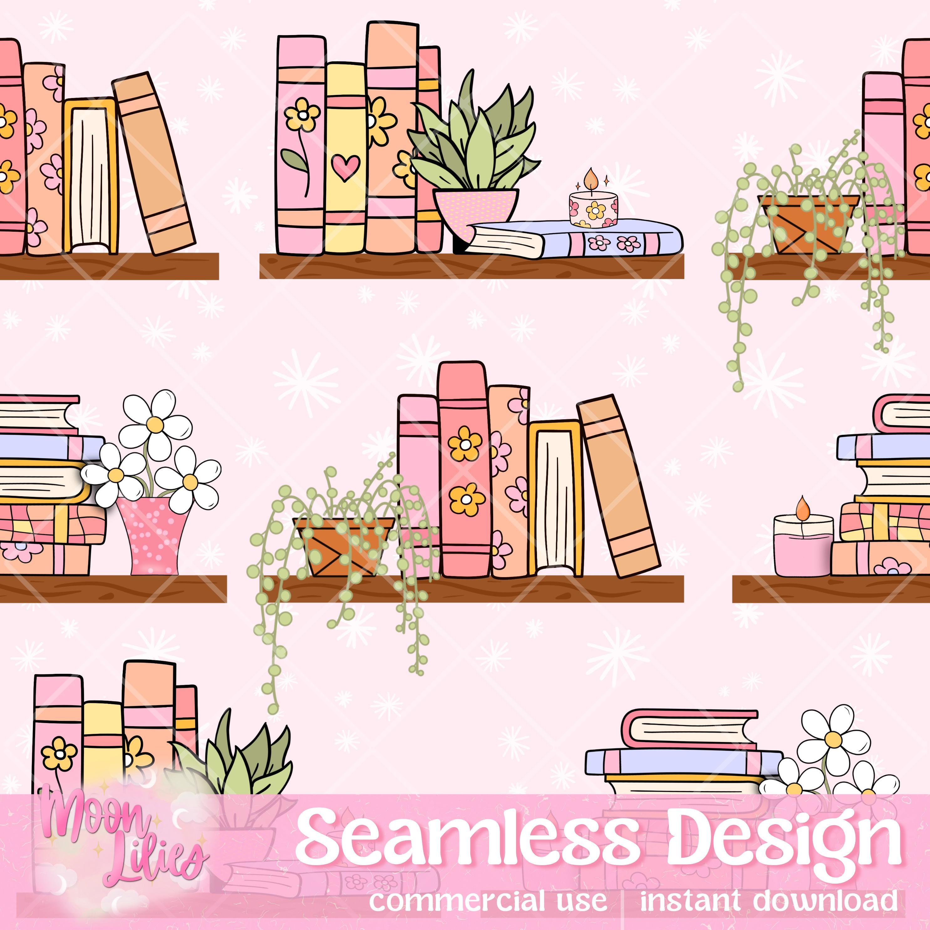 Bookshelf Seamless Pattern Digital Download, Book Seamless File ...