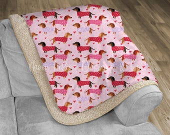Dachshund Sherpa Blanket, Weiner Dog Gift, Dog Blanket, Dachshunds Blanket, Dog Lover Gift, Cozy Throw, Dachshund Home Decor, Dog Mom Gift
