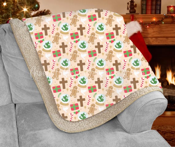 Glaube Weihnachten Sherpa Decke, Christliche Geschenke, Sherpa Fleece Decke Weihnachten, Decke Couch, Christliche Wohnkultur, Lebkuchenmann