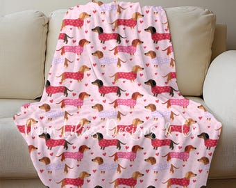 Dachshund Blanket, Weiner Dog Gift, Dog Blanket, Throw Blanket Couch, Fleece Blanket, Dog Lover Gifts, Weiner Dog, Dachshund Gift, Daschund
