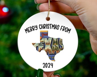 Merry christmas from Texas, texas merry christmas, merry christmas from Texas christmas states ornament, texas christmas ornament 2024