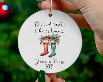 Our first christmas together, personalized couples ornament, custom couples ornament, Christmas 2024 custom ornament, Couples ornament