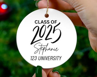 Custom graduation ornament, graduation 2025 ornament, Class of 2025 Personalized Graduation Ceramic Ornament