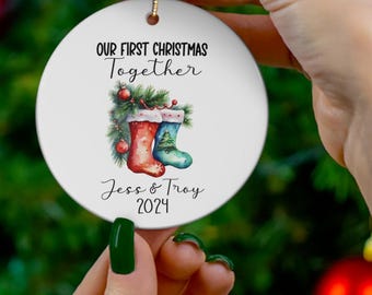 Our first christmas together, personalized couples ornament, custom couples ornament, Christmas 2024 custom ornament, Couples ornament