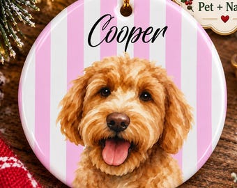 Custom Watercolor Pet Ornament, Personalized Dog Photo Christmas Ornament, Custom Pet Portrait with Name, Pet Lover Gift, Memorial Keepsake