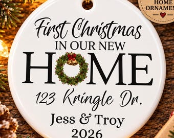Custom First Christmas in New Home Ornament, Personalized Address Ornament, New Home Christmas Keepsake, Housewarming Gift 2026