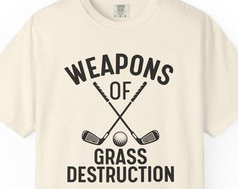 Weapons of grass destruction, funny golf shirt, golf shirt for men, funny golf shirt, golfing tshirt humor, golfing shirt golf gift for dad