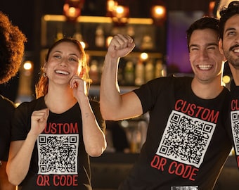CUSTOM QR code shirt, qr code tshirt, Persoanlized qr code shirt, customized QR code shirt, qr code t-shirt, qr code shirt for party