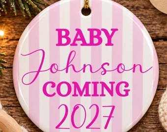 Baby announcement ornament 2027, custom baby announcement ornament, gender reveal ornament, personalized baby due 2027 or ament