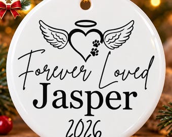 Personalized Pet Memorial Ornament, Custom Dog or Cat Remembrance Christmas Ornament, Pet Loss Gift, Forever Loved Memorial Keepsake