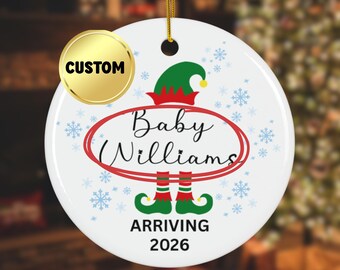 Custom baby announcement, custom baby coming soon ornament, baby arriving 2026 ornament, pregnancy announcement ornament, baby due 2026