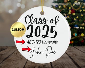 Class of 2025 Personalized Graduation Ceramic Ornament, Custom Year Keepsake