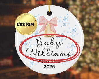 Custom baby announcement, custom baby coming soon ornament, baby arriving 2026 ornament, pregnancy announcement ornament, baby due 2026