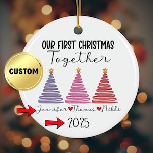 Our first christmas together THROUPLE, personalized POLYAMOROUS ornament, custom SWINGER ornament, Christmas 2025 custom ornament