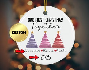 Our first christmas together THROUPLE, personalized POLYAMOROUS ornament, custom SWINGER ornament, Christmas 2025 custom ornament
