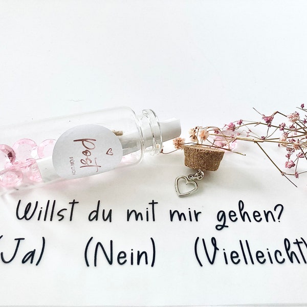 Willst du mit mir gehen? Flaschenpost, Liebesbrief, Heiratsantrag, Geschenk