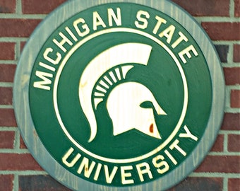 Michigan State University Wood Sign officially Licensed product.