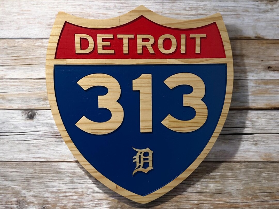 Detroit 313 Wooden Shield Sign – Handcrafted - Etsy