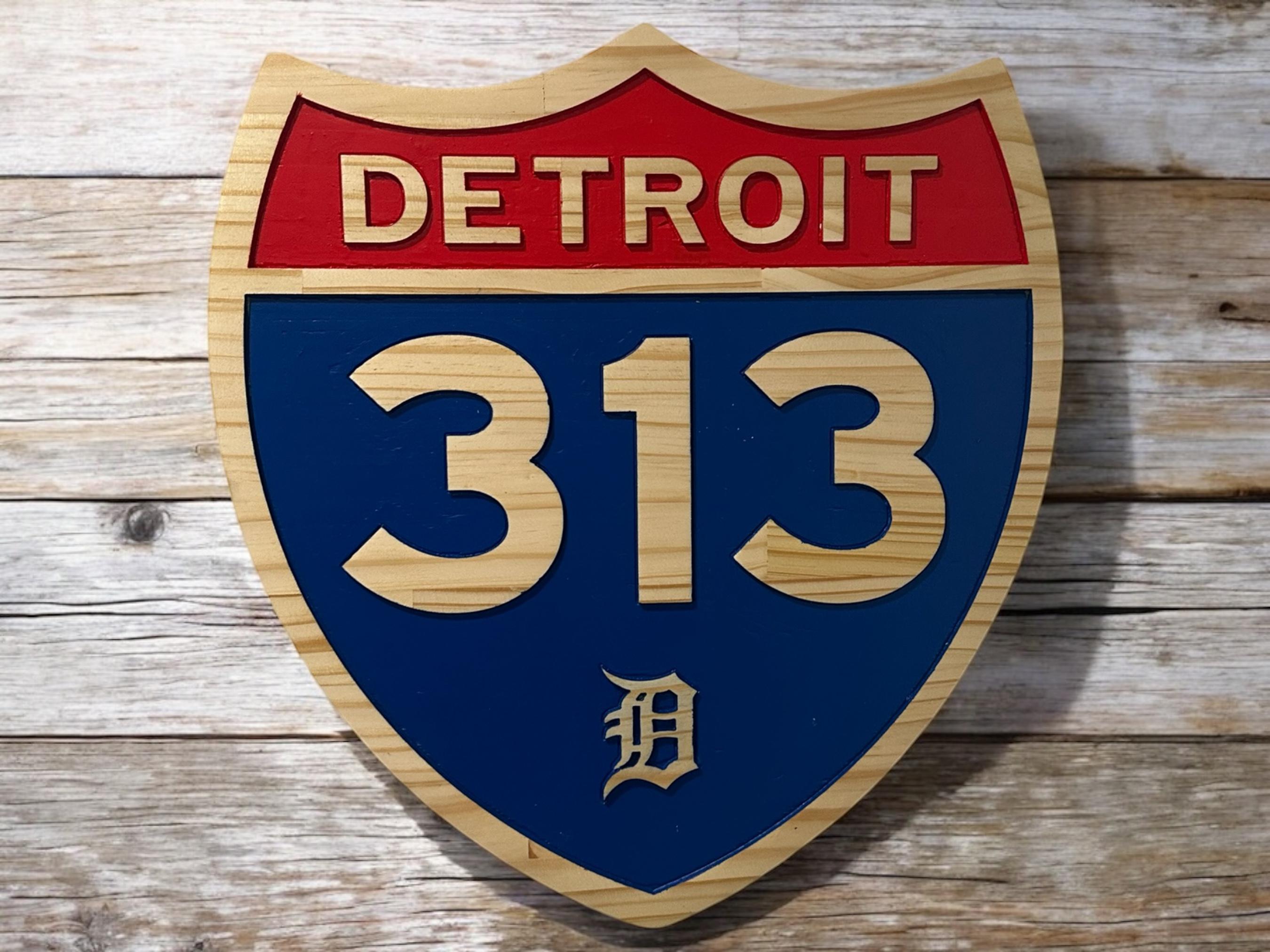 Detroit 313 Wooden Shield Sign – Handcrafted - Etsy
