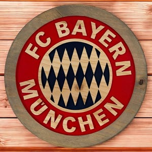 FC Bayern München Wooden Carved Sign | Handcrafted Wall Art for Soccer Fans | Bundesliga Home Decor | Gift for Football Lovers