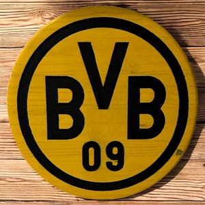 Borussia Dortmund BVB Wood Sign | Carved Football Wall Art | 15", 18", 24" Sizes | Bundesliga Decor | Handmade Gift