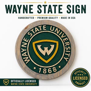 Wayne State Warriors Carved Pine Wall Sign