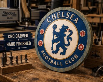 Chelsea FC Carved Wood Sign, Football Wall Decor, Chelsea Fan Gift