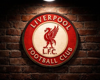 Liverpool FC Wood Sign – LFC Football Wall Decor, Carved Wooden Sign, Liverpool Fan Gift, 15–36 Inch