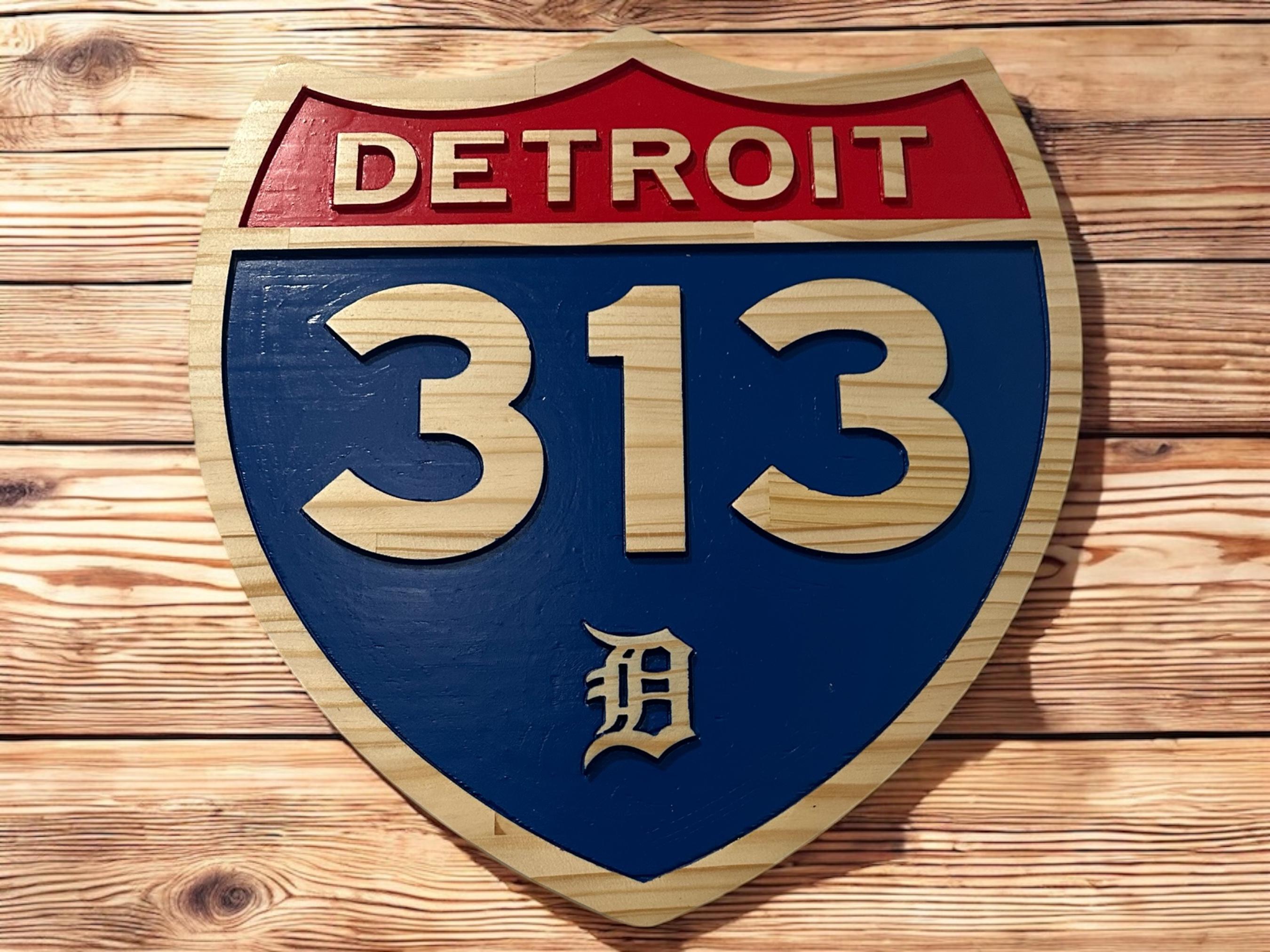 Detroit 313 Wooden Shield Sign – Handcrafted - Etsy
