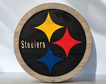 Handcrafted Steelers Wooden Wall Sign | NFL Man Cave Decor