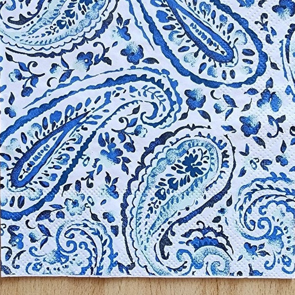 2 - 5"x 5", blue geometric pattern , Decoupage Napkins, Paper Napkins for decoupage, Decoupage for beginners, Art decor, napkin art, blue