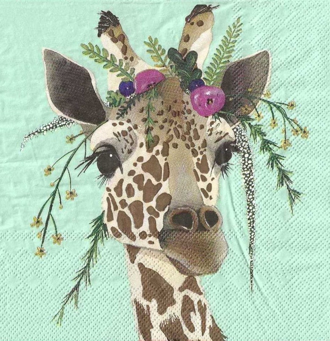 2 6 1/2 X 6 1/2 Giraffe Decoupage Napkins Etsy