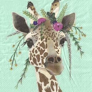 2 - 6 1/2&quot; x 6 1/2&quot;, Giraffe, Decoupage Napkins, Paper Napkins for decoupage, Decoupage for beginners, Art decor, animal