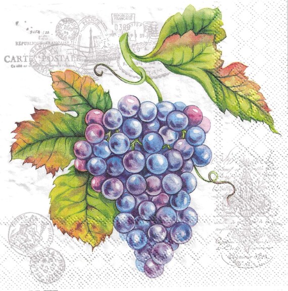 2 6 1/2 X 6 1/2 Grapes Decoupage Napkins Etsy